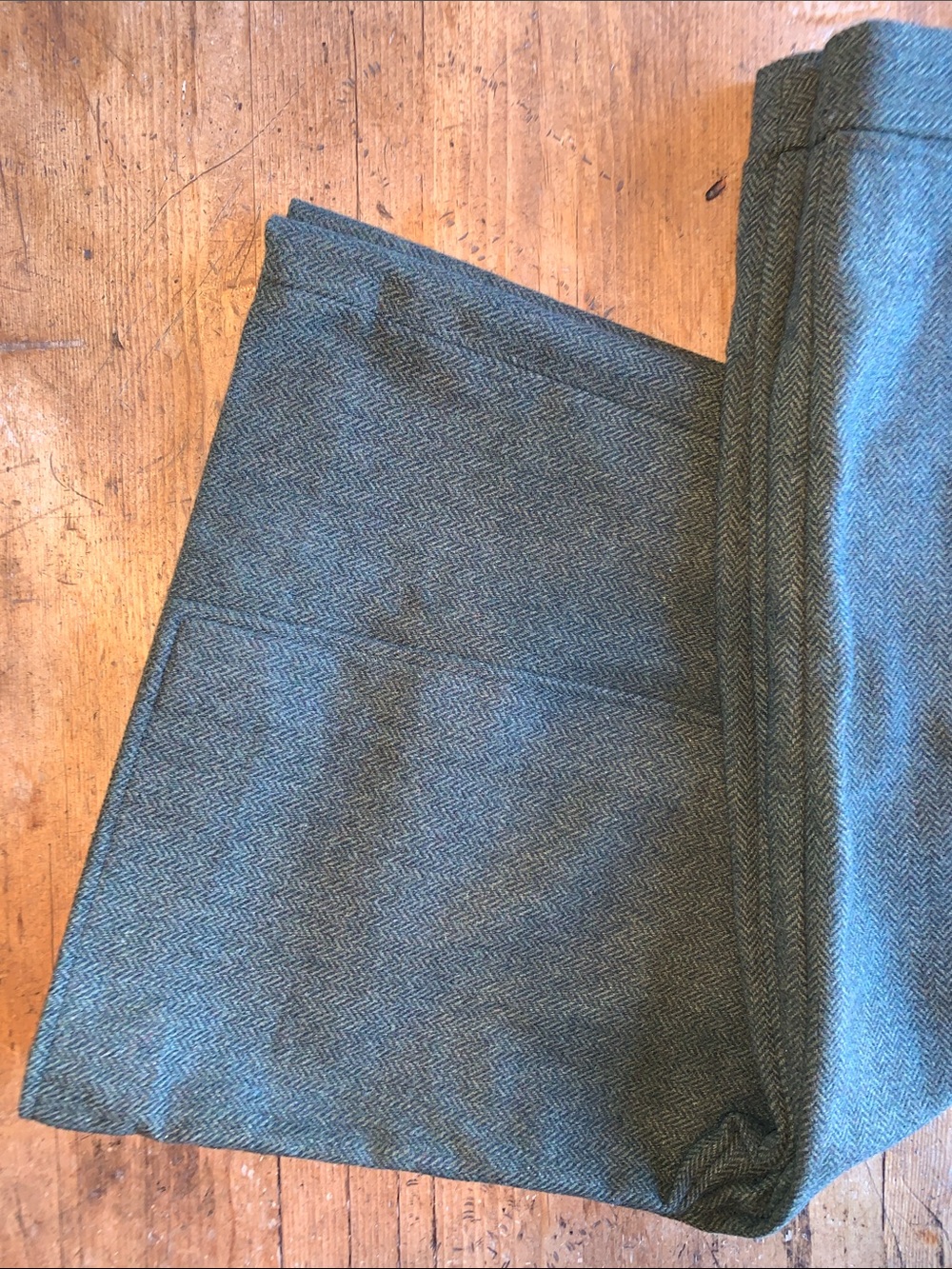 Tweed Wide Leg Olive Green High-Waist Trousers - Picture 12 of 16